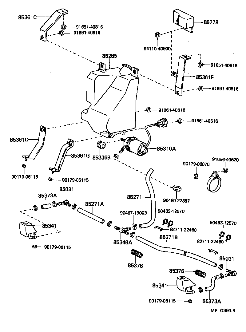 85310-95A02 MOTOR AND PUMP ASSY, HEADLAMP CLEANER WASHER product image