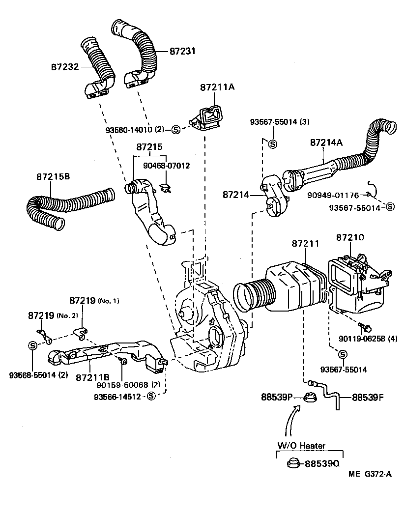 55848-95400 DUCT, AIR, SIDE NO.1 LH product image