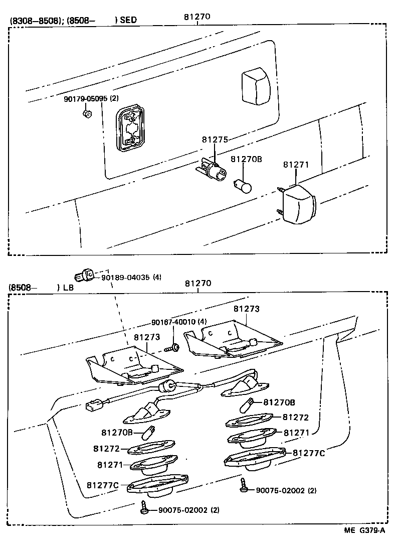 Toyota 81275-12240 SOCKET AND WIRE, LICENSE PLATE LAMP