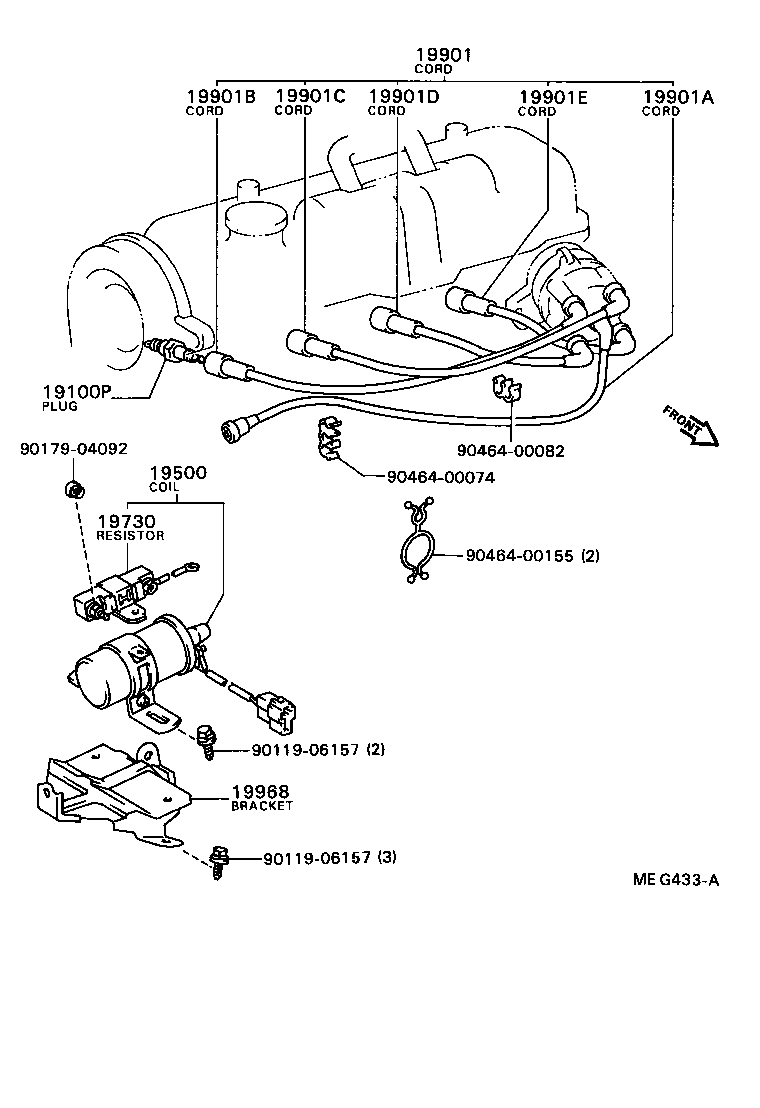 90919-21371 CORD SET, COIL & SPARK, W/RESISTIVE product image