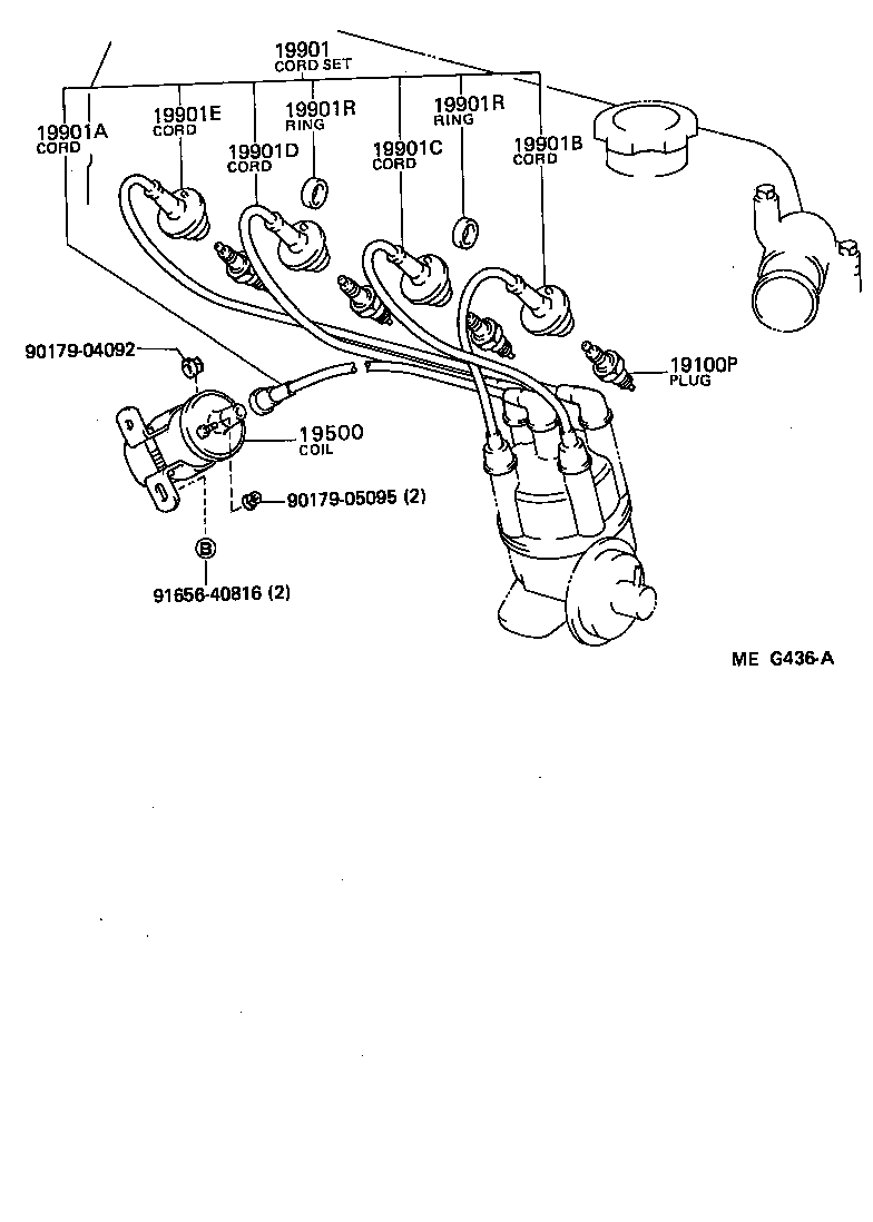 90919-21529 CORD SET, COIL & SPARK, W/RESISTIVE product image