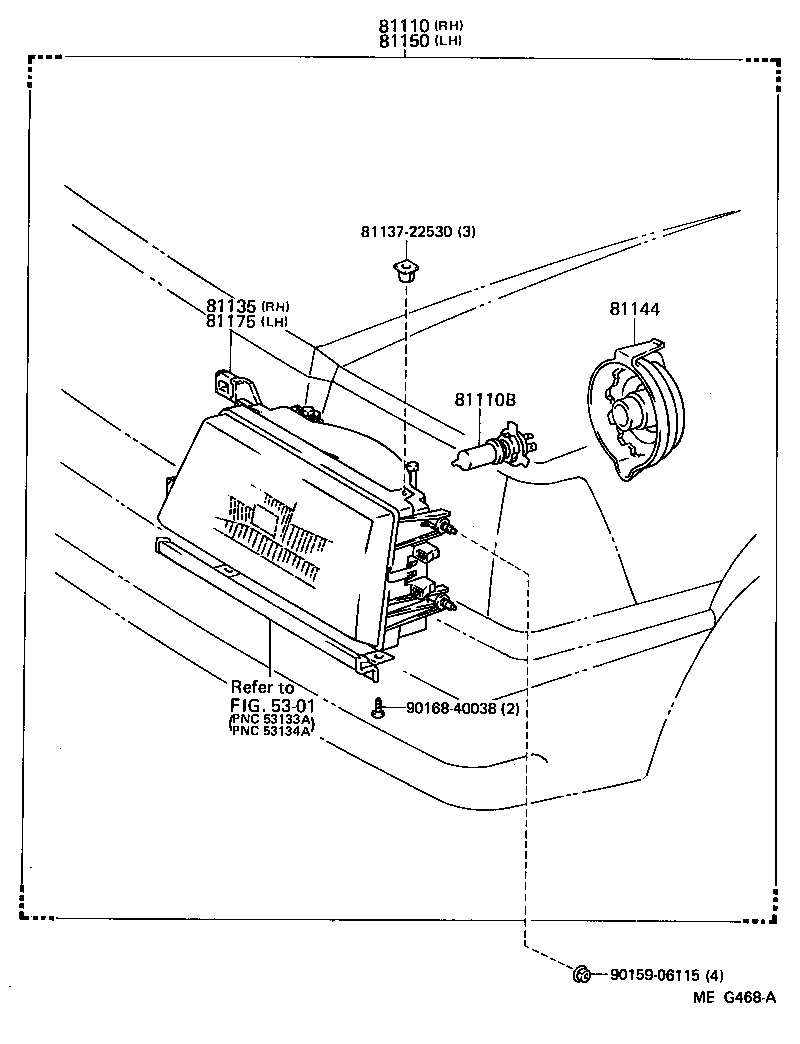 81150-80353 HEADLAMP ASSY, LH product image