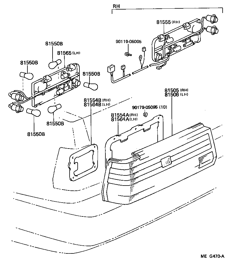 81550-80188 LAMP ASSY, REAR COMBINATION, RH product image