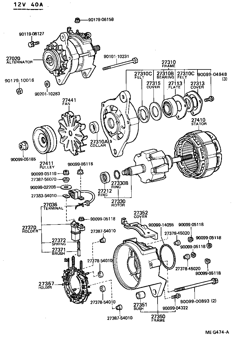 27020-54031 ALTERNATOR ASSY product image