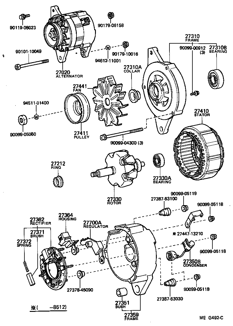 27310-64130 FRAME ASSY, DRIVE END, ALTERNATOR product image