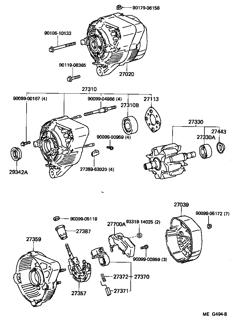 27310-64130 FRAME ASSY, DRIVE END, ALTERNATOR product image