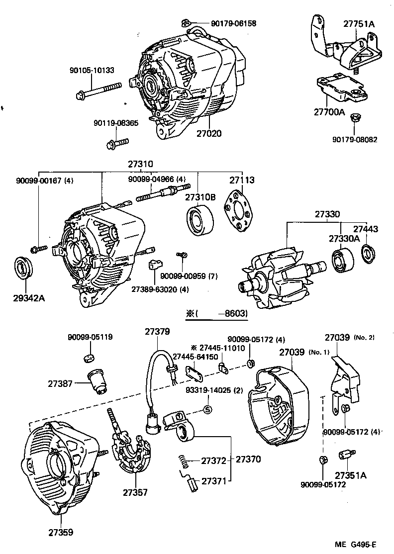 27310-64130 FRAME ASSY, DRIVE END, ALTERNATOR product image