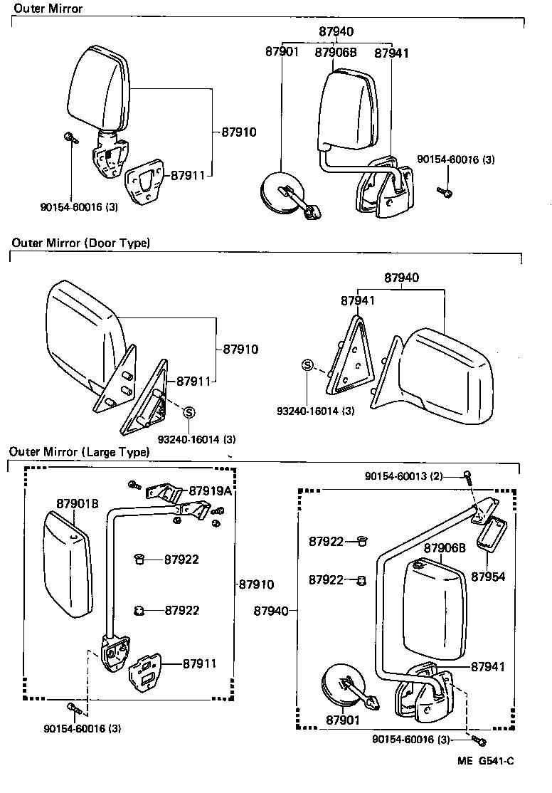 87908-87001 MIRROR SUB-ASSY, OUTER REAR VIEW, RH product image