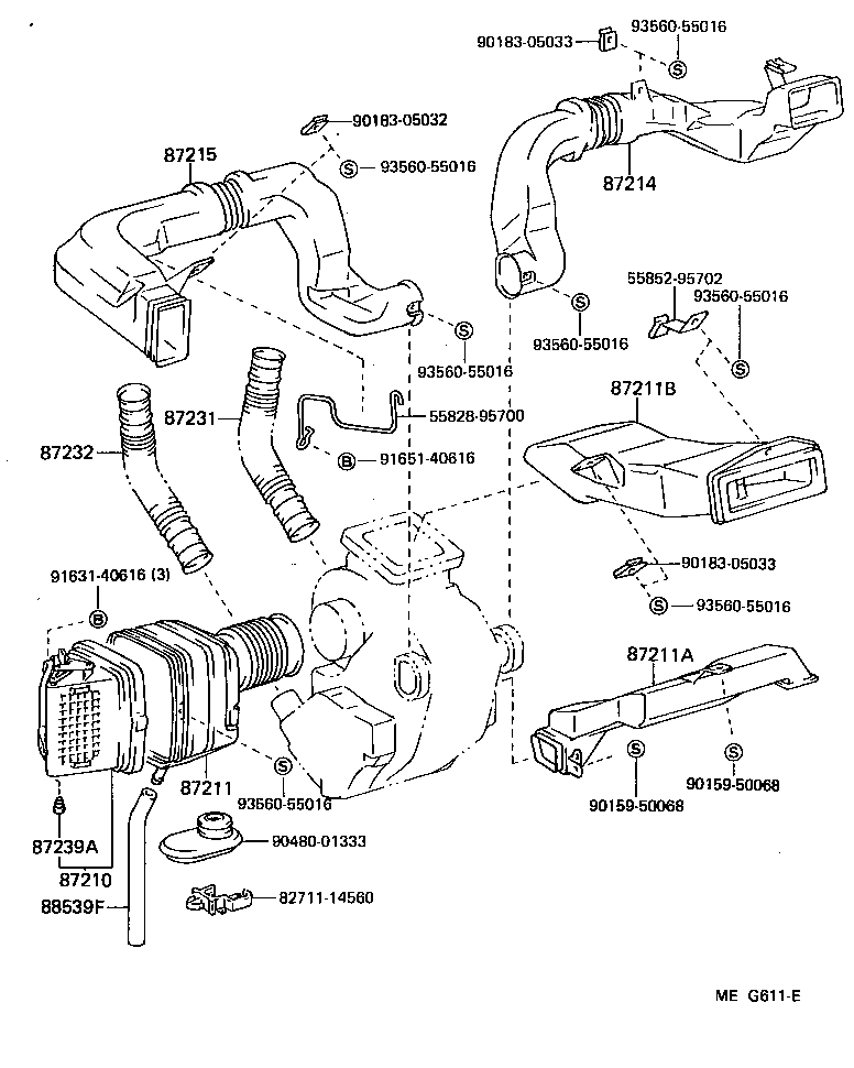 55084-95703 DUCT, AIR, SIDE NO.1 LH product image
