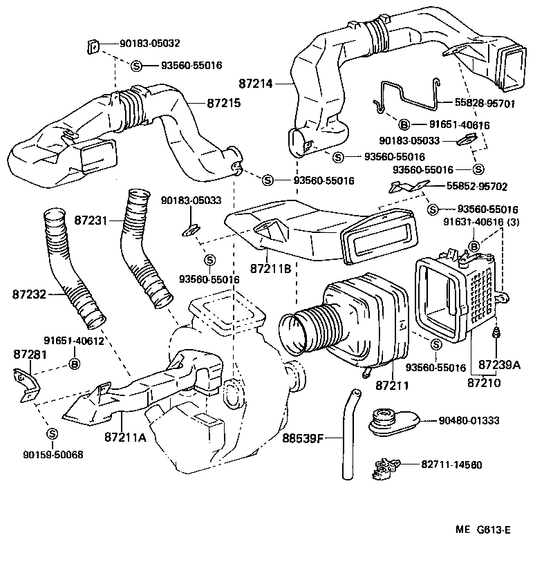 55084-95703 DUCT, AIR, SIDE NO.1 LH product image