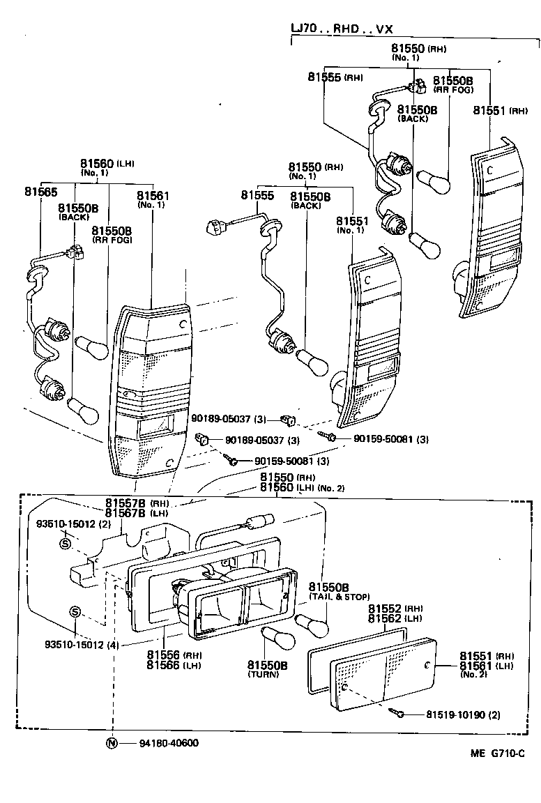 81550-69155 LAMP ASSY, REAR COMBINATION, RH product image