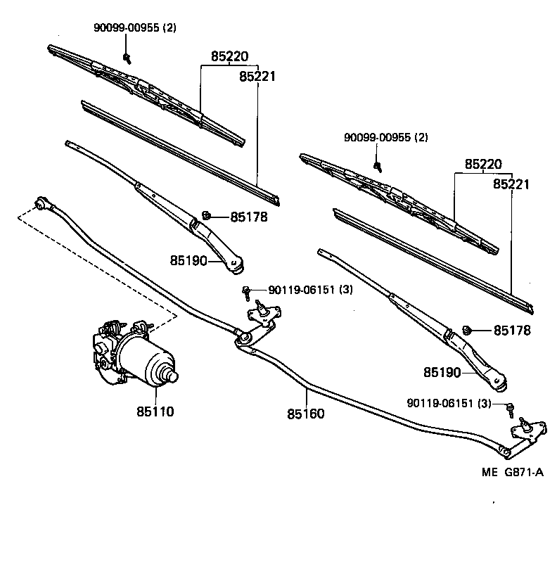 Toyota 85110-14231 MOTOR ASSY, WINDSHIELD WIPER