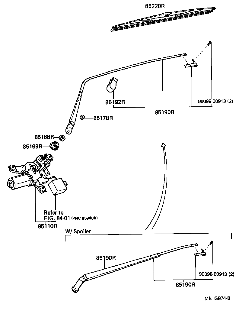 Toyota 85190-14680 ARM ASSY, REAR WIPER