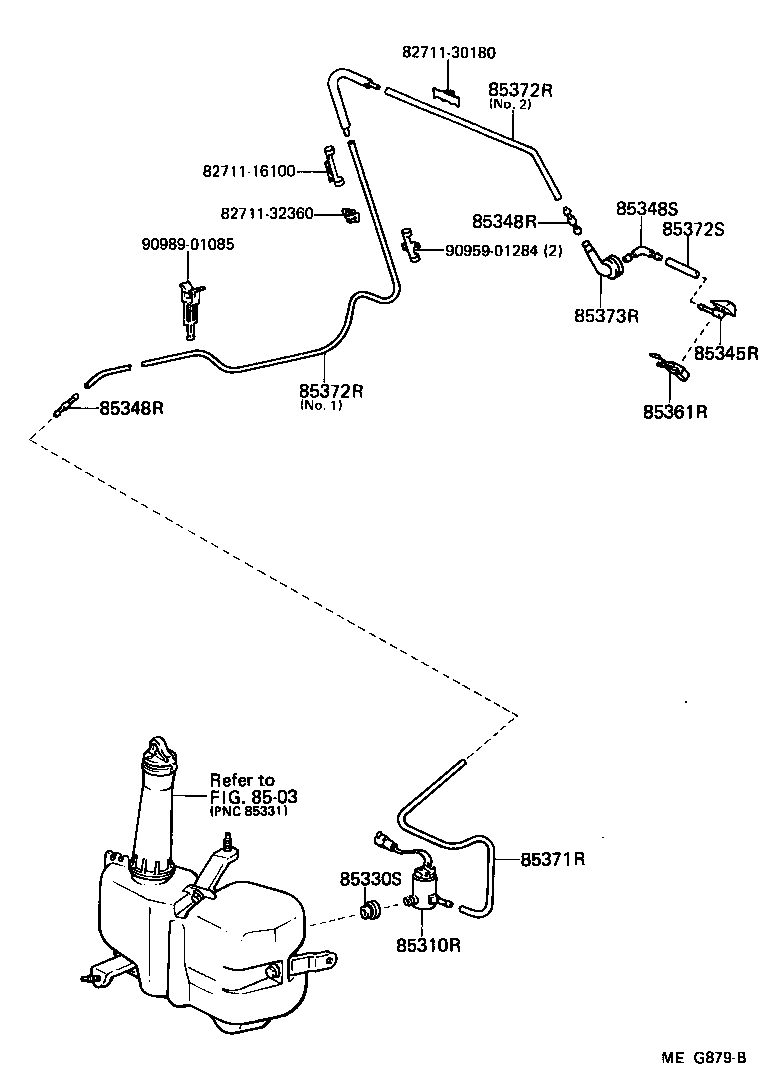 Toyota 85372-14030 HOSE, REAR WASHER (FROM JOINT TO NOZZLE)