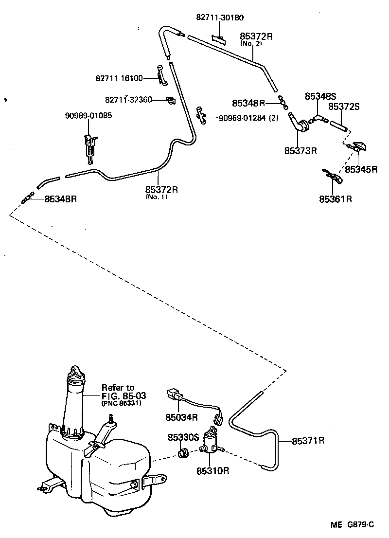 85372-14030 HOSE, REAR WASHER (FROM JOINT TO NOZZLE) product image