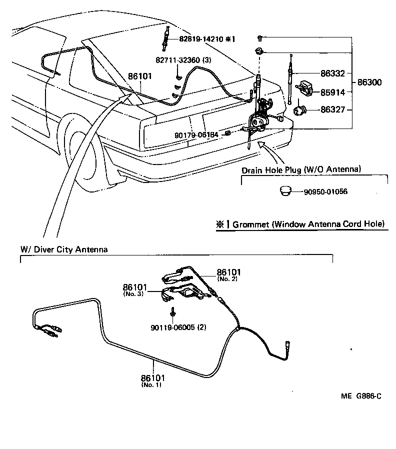 Toyota 86300-14360 ANTENNA ASSY, W/HOLDER