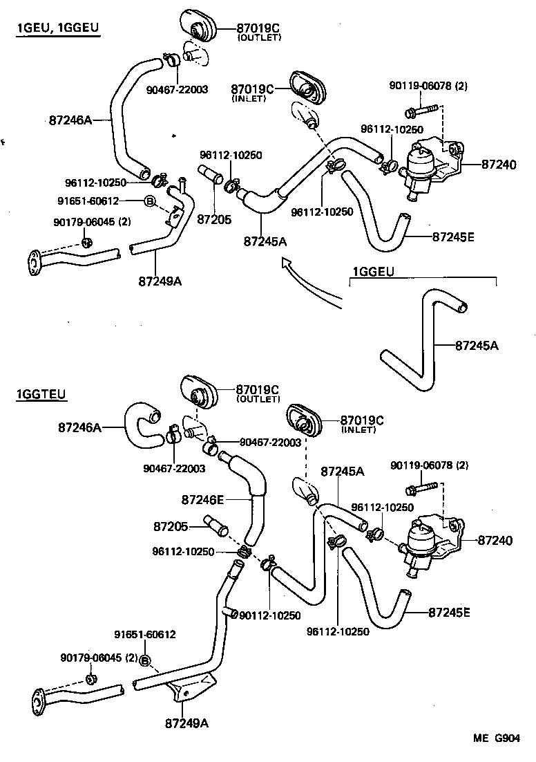 87245-24160 HOSE, HEATER WATER, OUTLET A product image