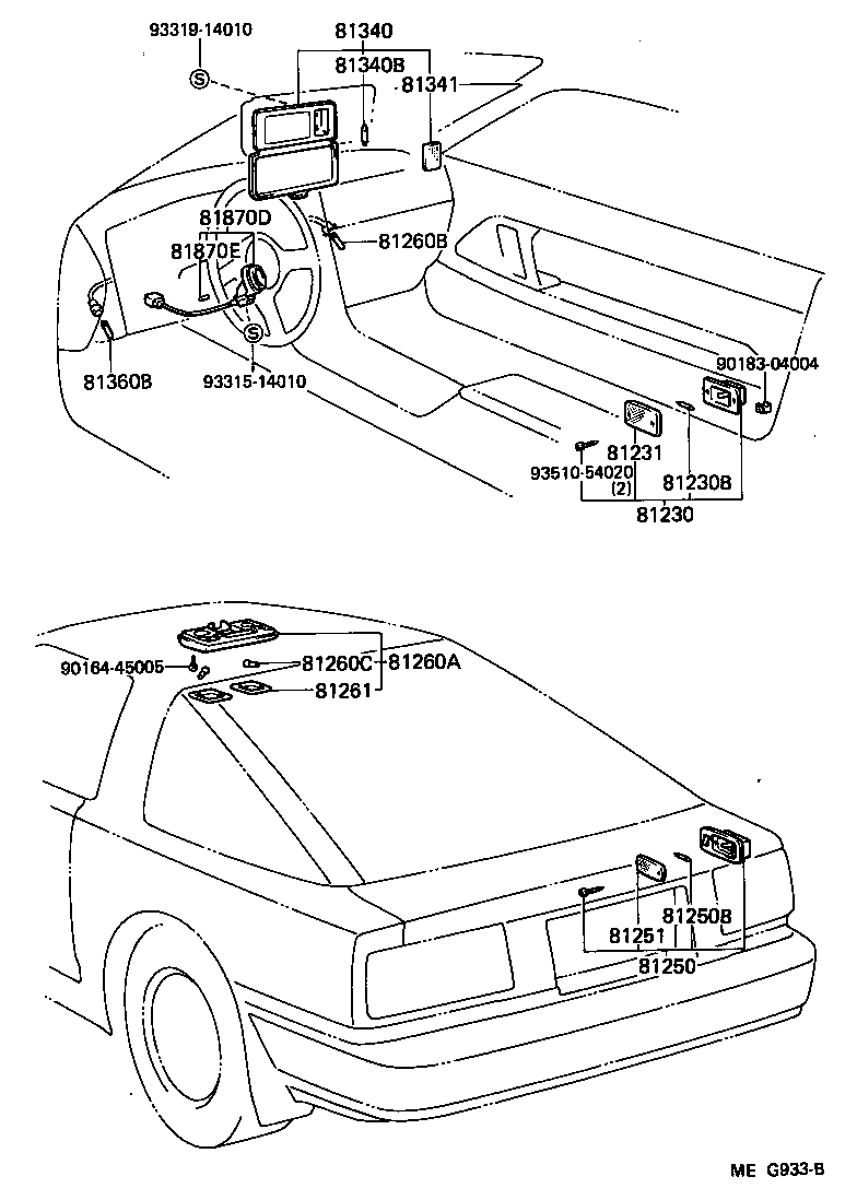 Toyota 81250-14030-14 LAMP ASSY, ROOM, NO.2