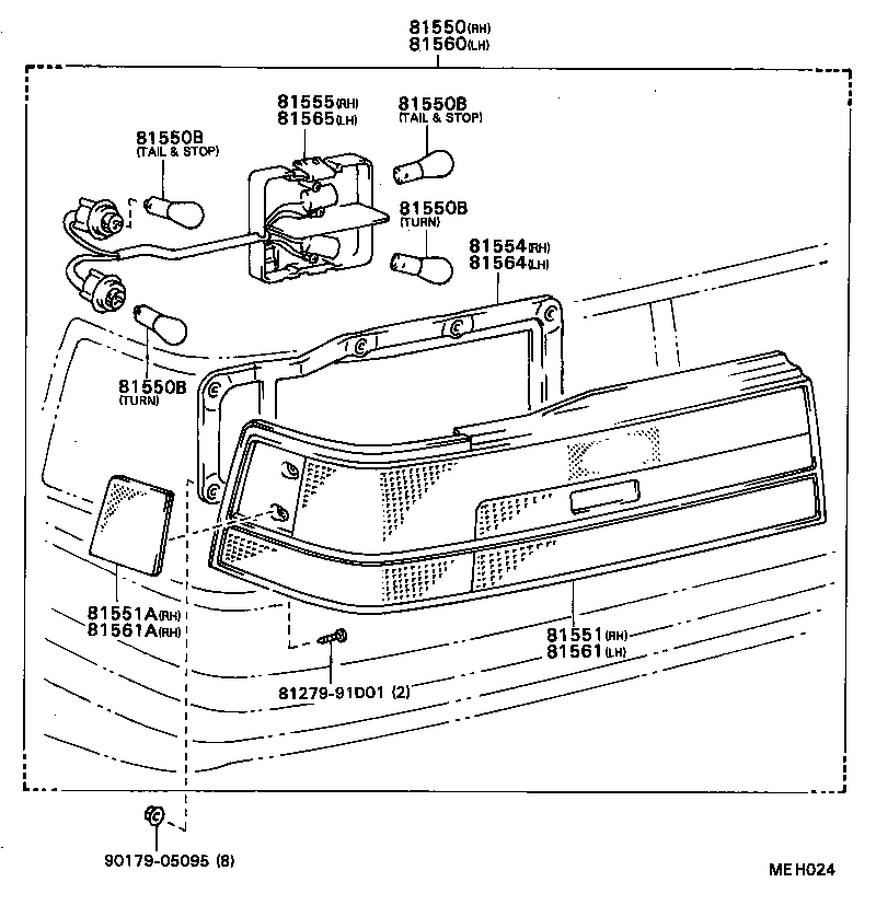 81550-24030 LAMP ASSY, REAR COMBINATION, RH product image
