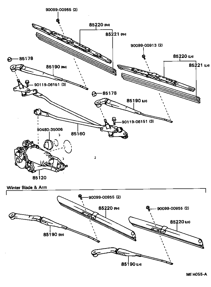 85120-24011 MOTOR AND BRACKET ASSY, WINDSHIELD WIPER product image