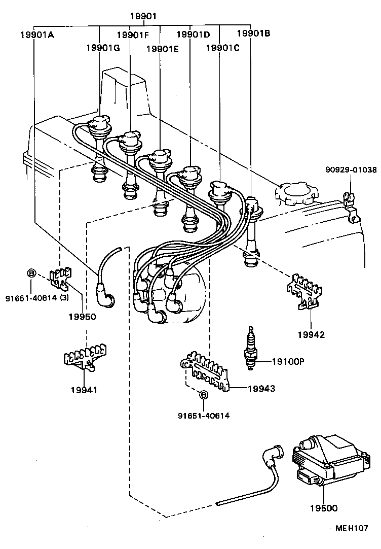 90919-12930 CORD, SPARK PLUG RESISTIVE, NO.1 product image