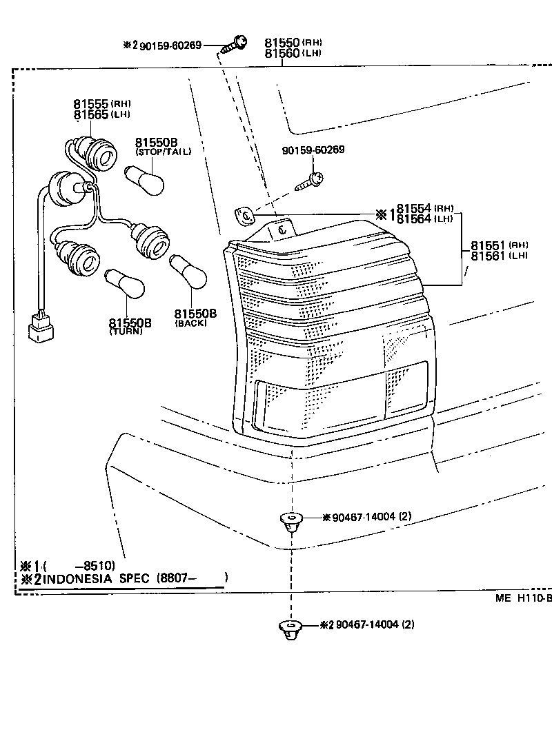 81550-10260 LAMP ASSY, REAR COMBINATION, RH product image