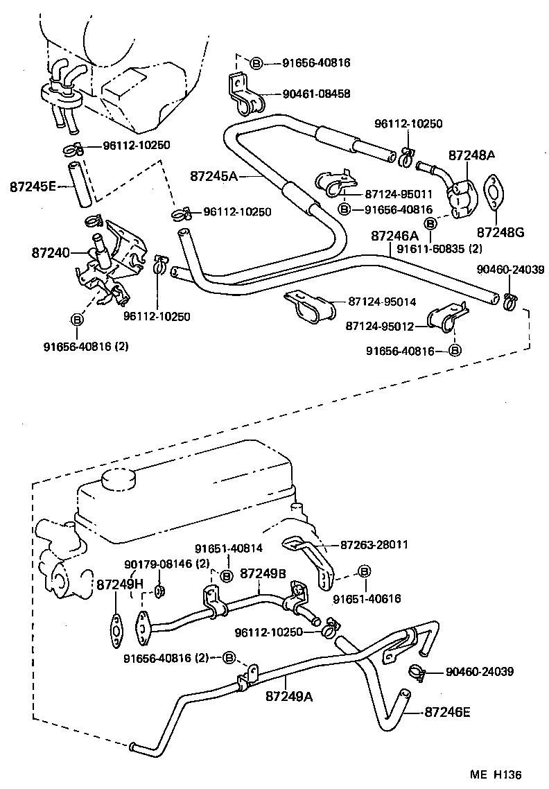87209-95028 HOSE, REAR HEATER WATER OUTLET, B product image