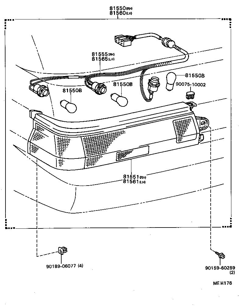 81550-16360 LAMP ASSY, REAR COMBINATION, RH product image
