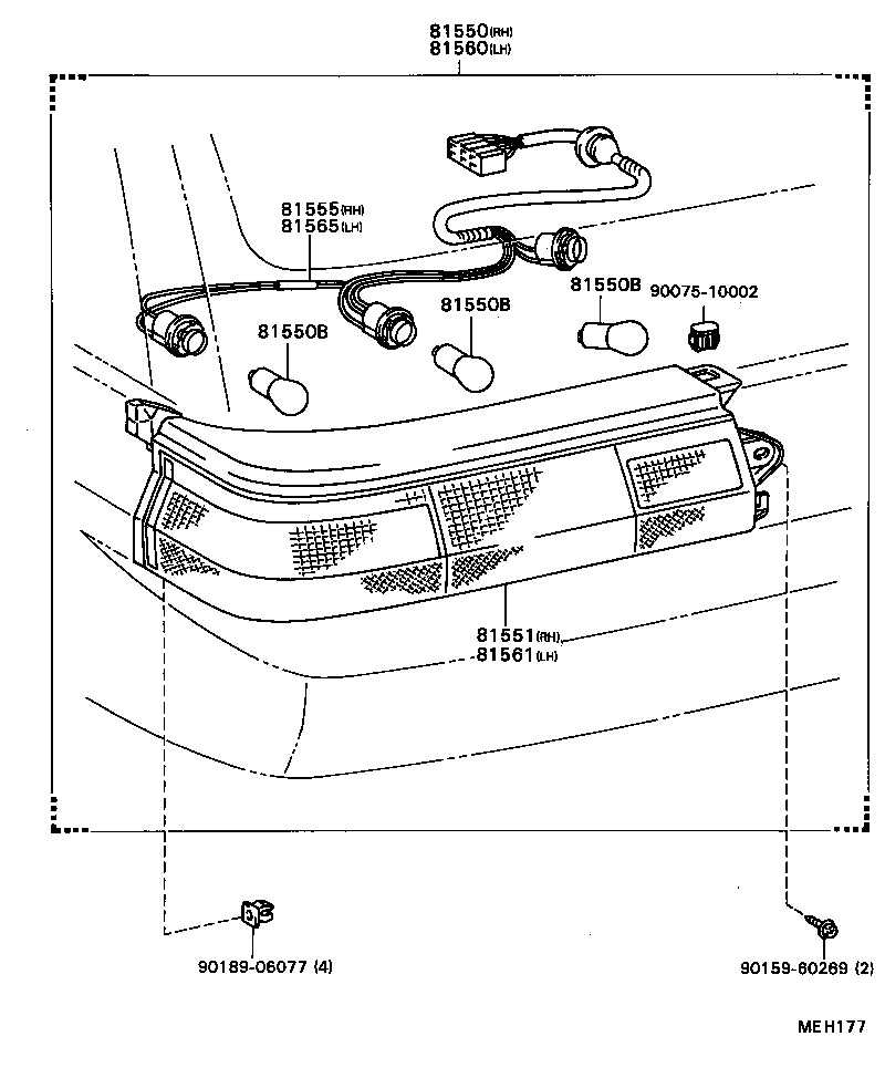 81550-16360 LAMP ASSY, REAR COMBINATION, RH product image