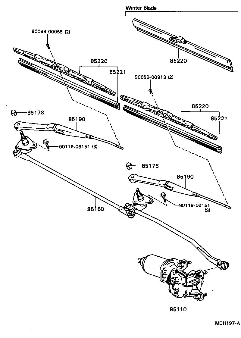 85220-16580 BLADE ASSY, WINDSHIELD WIPER product image
