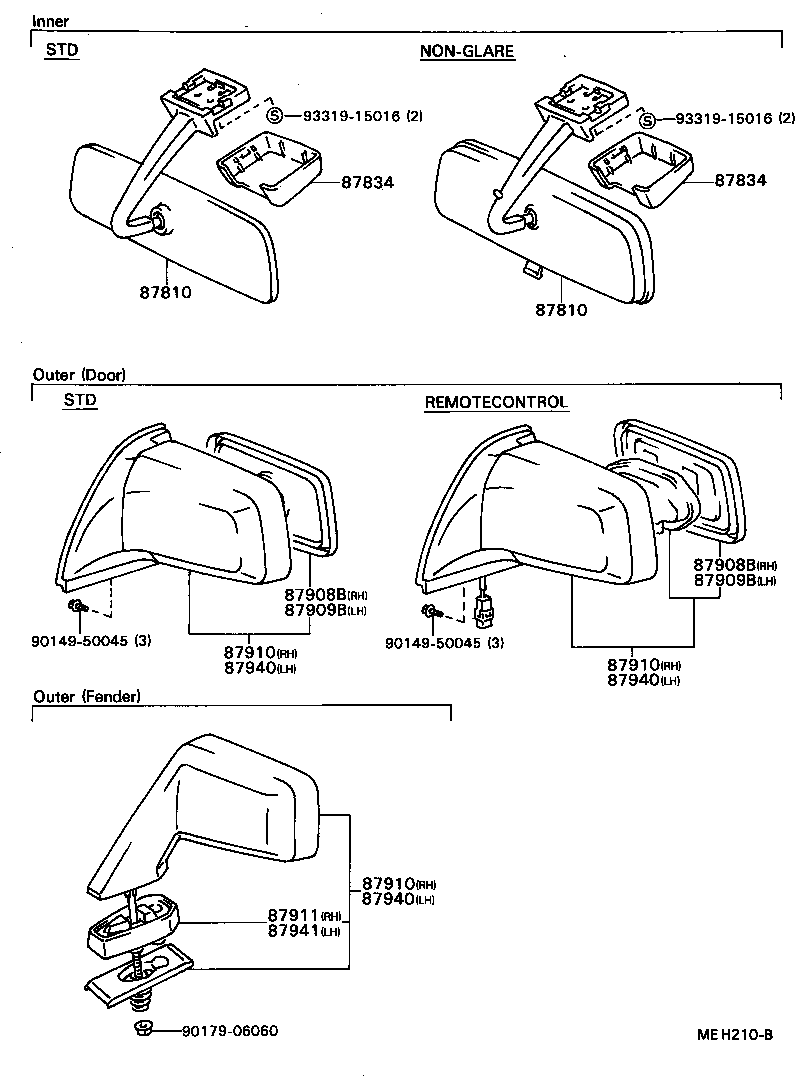 87961-16400 MIRROR SUB-ASSY, LH product image