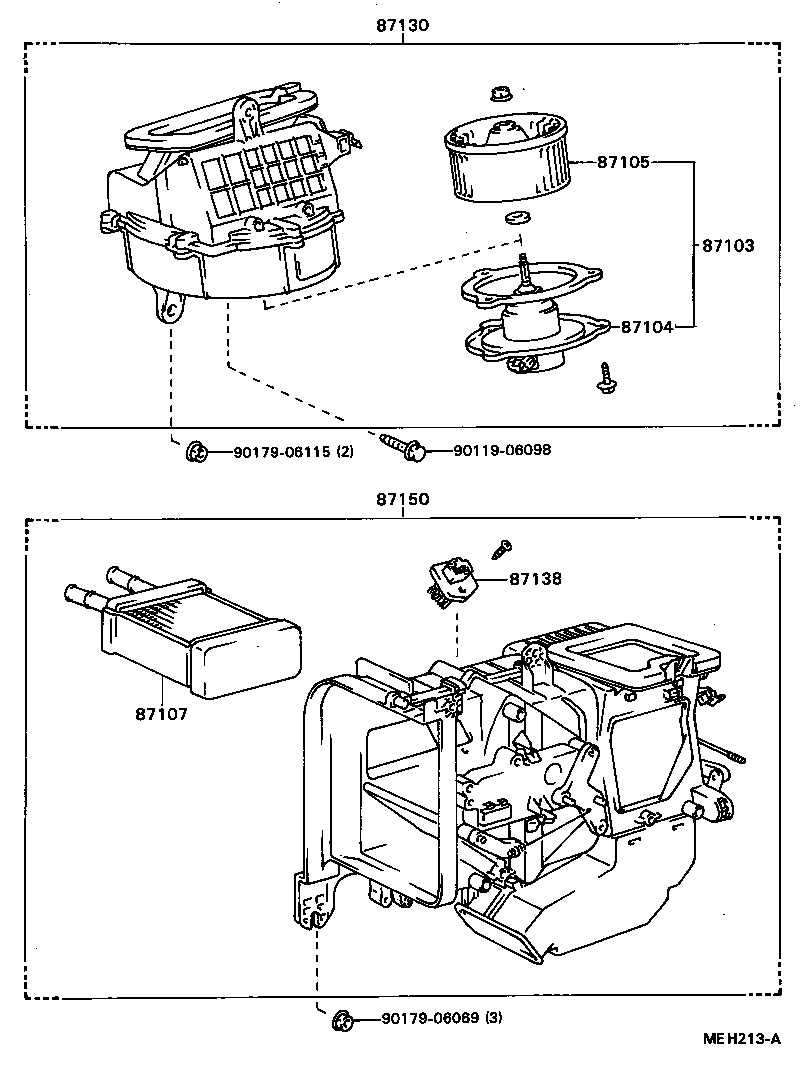 87103-16010 MOTOR SUB-ASSY, HEATER BLOWER, W/FAN product image