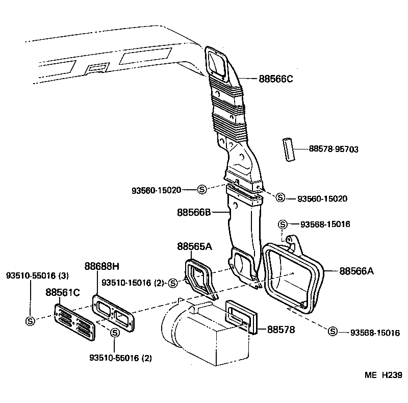 55084-95705 DUCT, AIR, SIDE NO.1 LH product image
