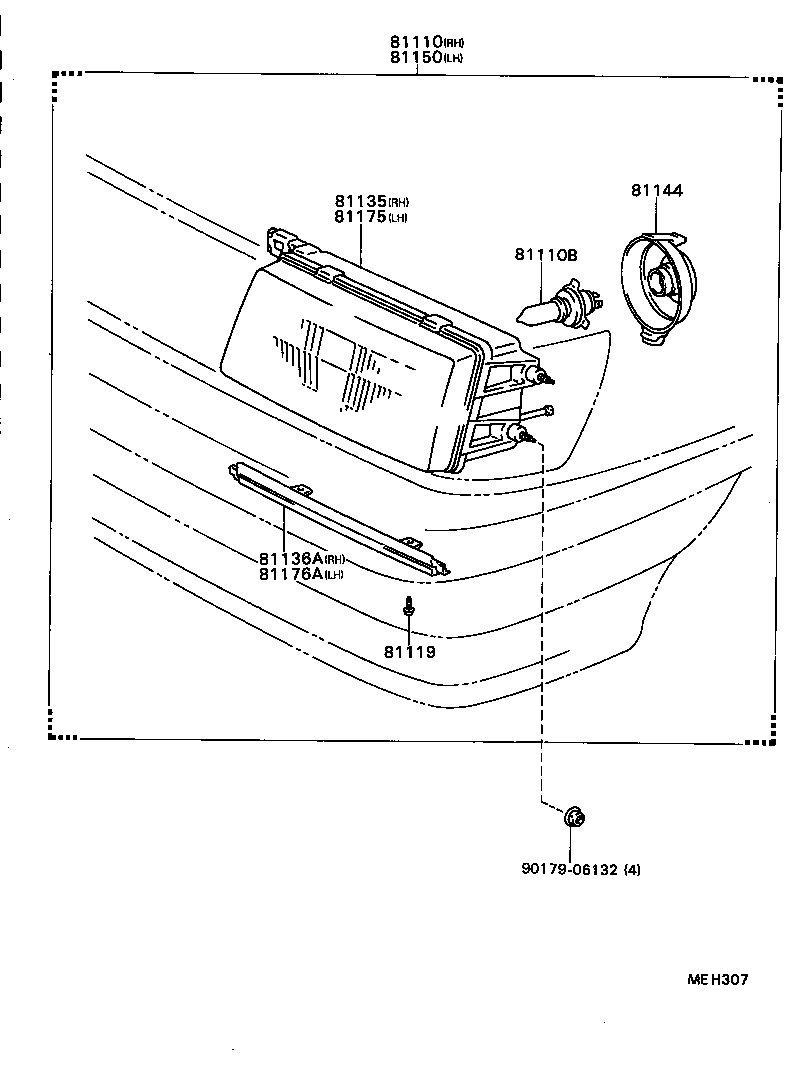 81175-16130 BODY AND REFLECTOR SUB-ASSY, HEADLAMP, LH product image