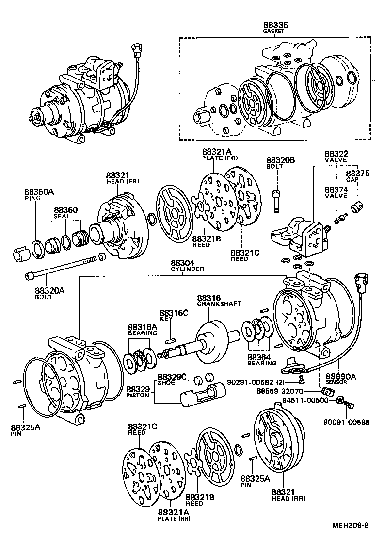 Toyota 88304-20080 CYLINDER SUB-ASSY, COOLER COMPRESSOR