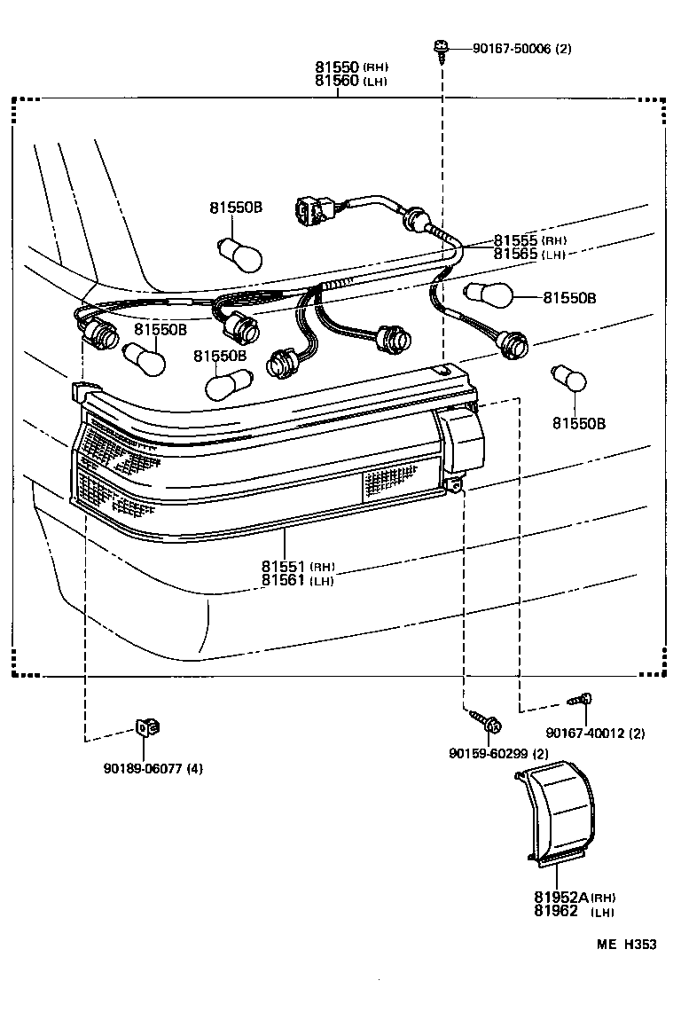 81550-16370 LAMP ASSY, REAR COMBINATION, RH product image