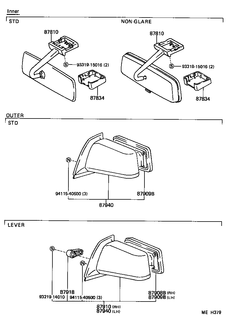 87909-16320 MIRROR SUB-ASSY, LH product image