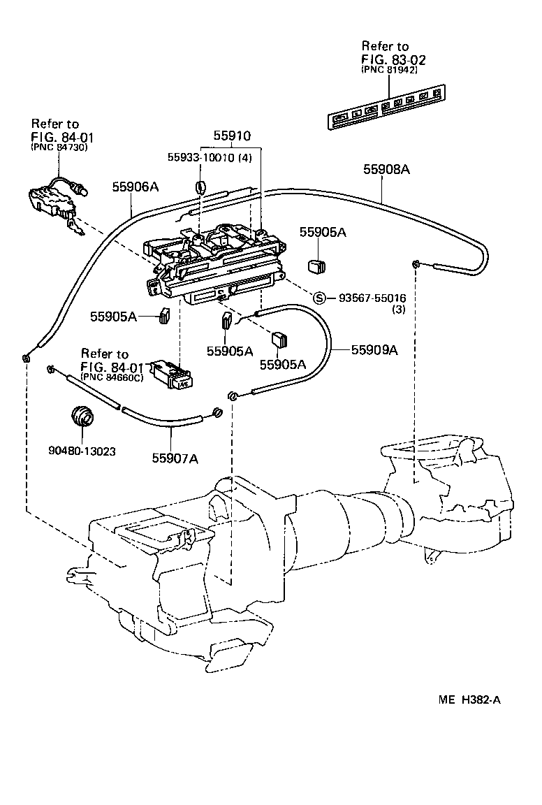 Toyota 55906-16060 CABLE SUB-ASSY, DEFROSTER DAMPER CONTROL