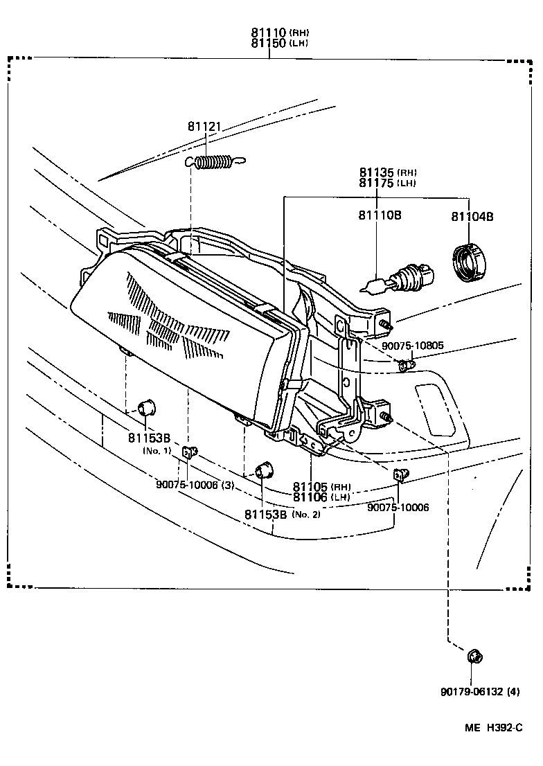 Toyota 81106-32200 HOUSING SUB-ASSY, HEADLAMP, LH