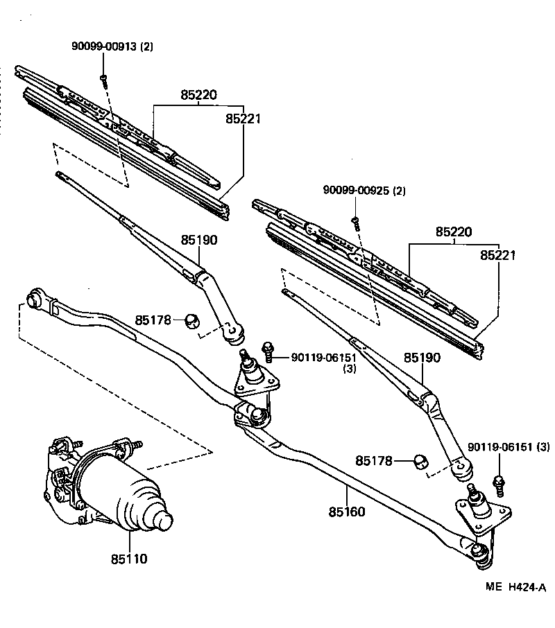 Toyota 85110-32241 MOTOR ASSY, WINDSHIELD WIPER