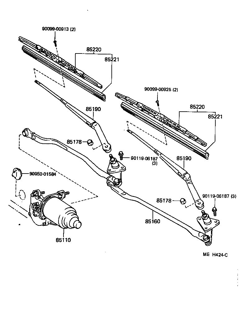 Toyota 85110-32242 MOTOR ASSY, WINDSHIELD WIPER