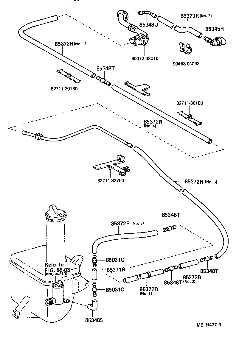 Toyota 90099-33366 HOSE, REAR WASHER (FROM JOINT TO JOINT OR NOZZLE)