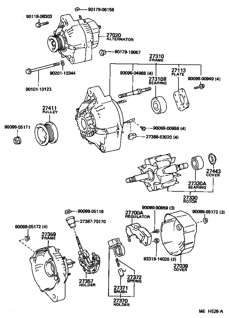 Toyota 27359-16011 FRAME, ALTERNATOR RECTIFIER END