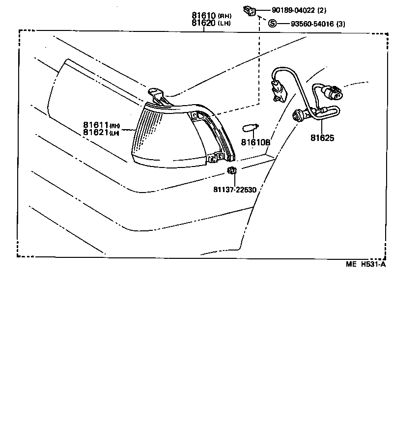Toyota 81610-02010 LAMP ASSY, PARKING & CLEARANCE, RH
