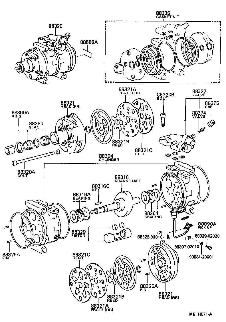 Toyota 88304-01011 CYLINDER SUB-ASSY, COOLER COMPRESSOR