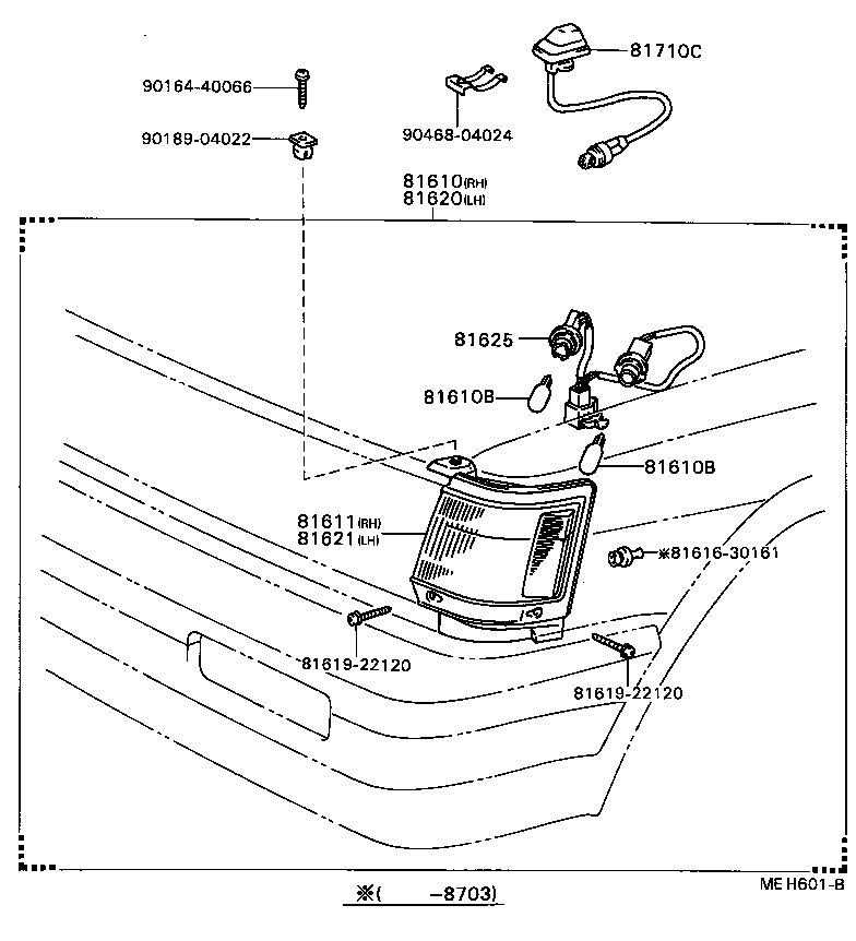 81610-22111 LAMP ASSY, PARKING & CLEARANCE, RH product image