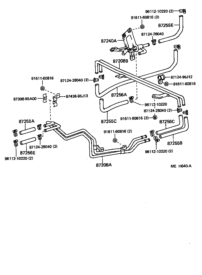 87207-95J22 PIPE SUB-ASSY, HEATER WATER, B product image