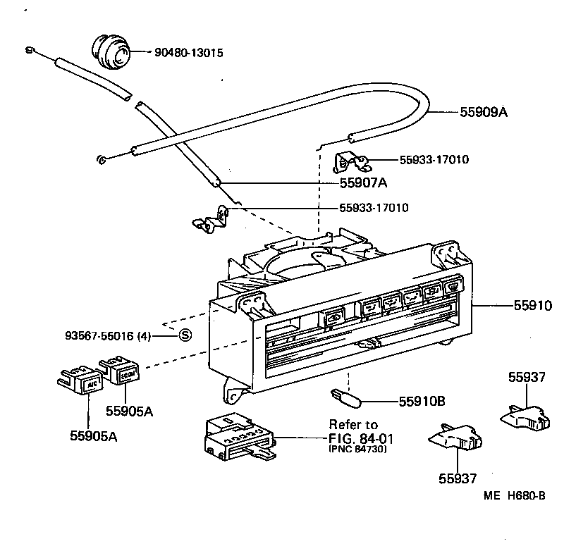 Toyota 55906-17020 CABLE SUB-ASSY, DEFROSTER DAMPER CONTROL