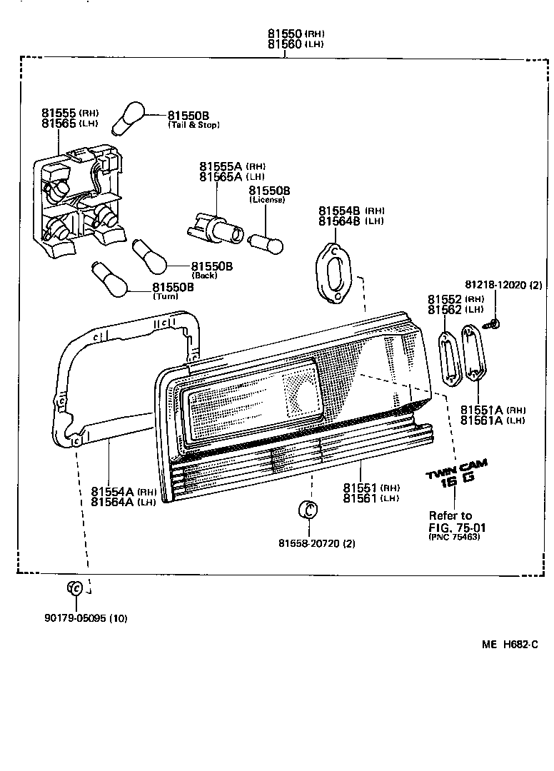 81550-17040 LAMP ASSY, REAR COMBINATION, RH product image