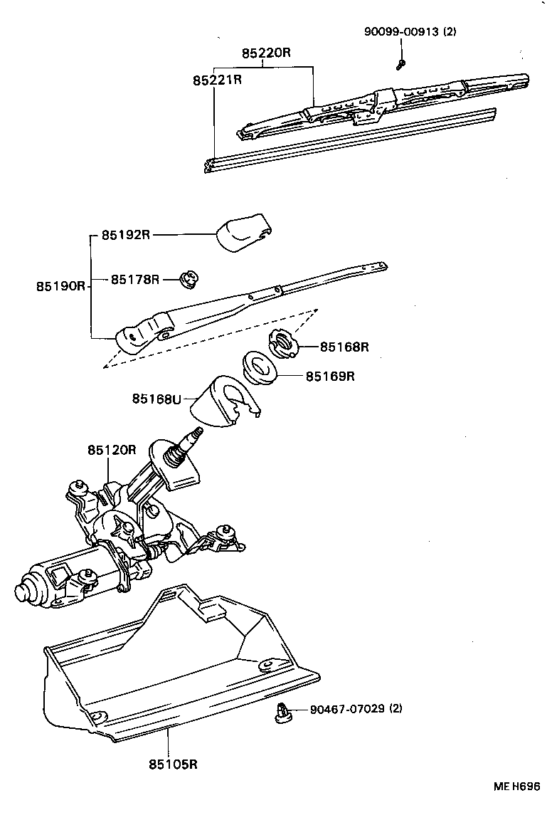 85190-22470 ARM ASSY, REAR WIPER product image